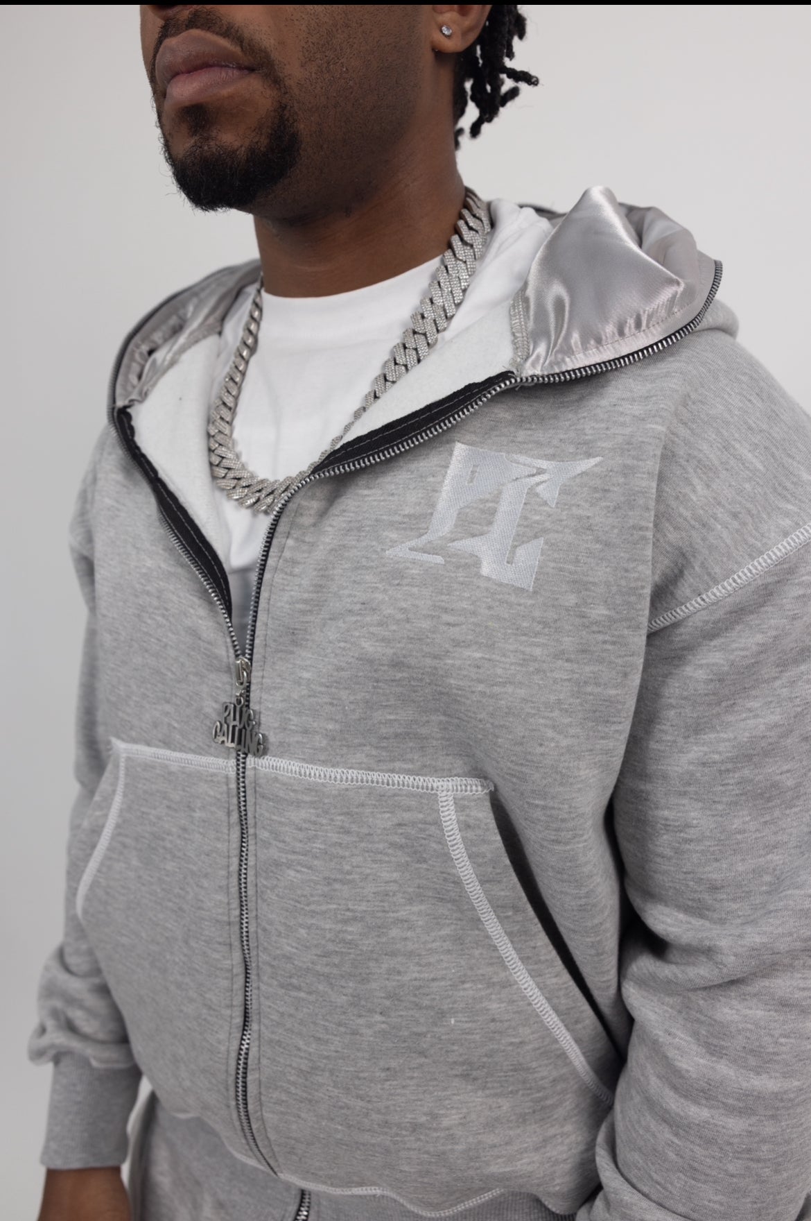 UNISEX RETRO ZIP HOODIE - GREY