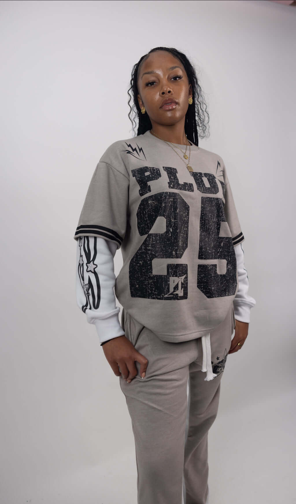 REVIVAL DOUBLE LAYER T-SHIRT - PEBBLE GREY
