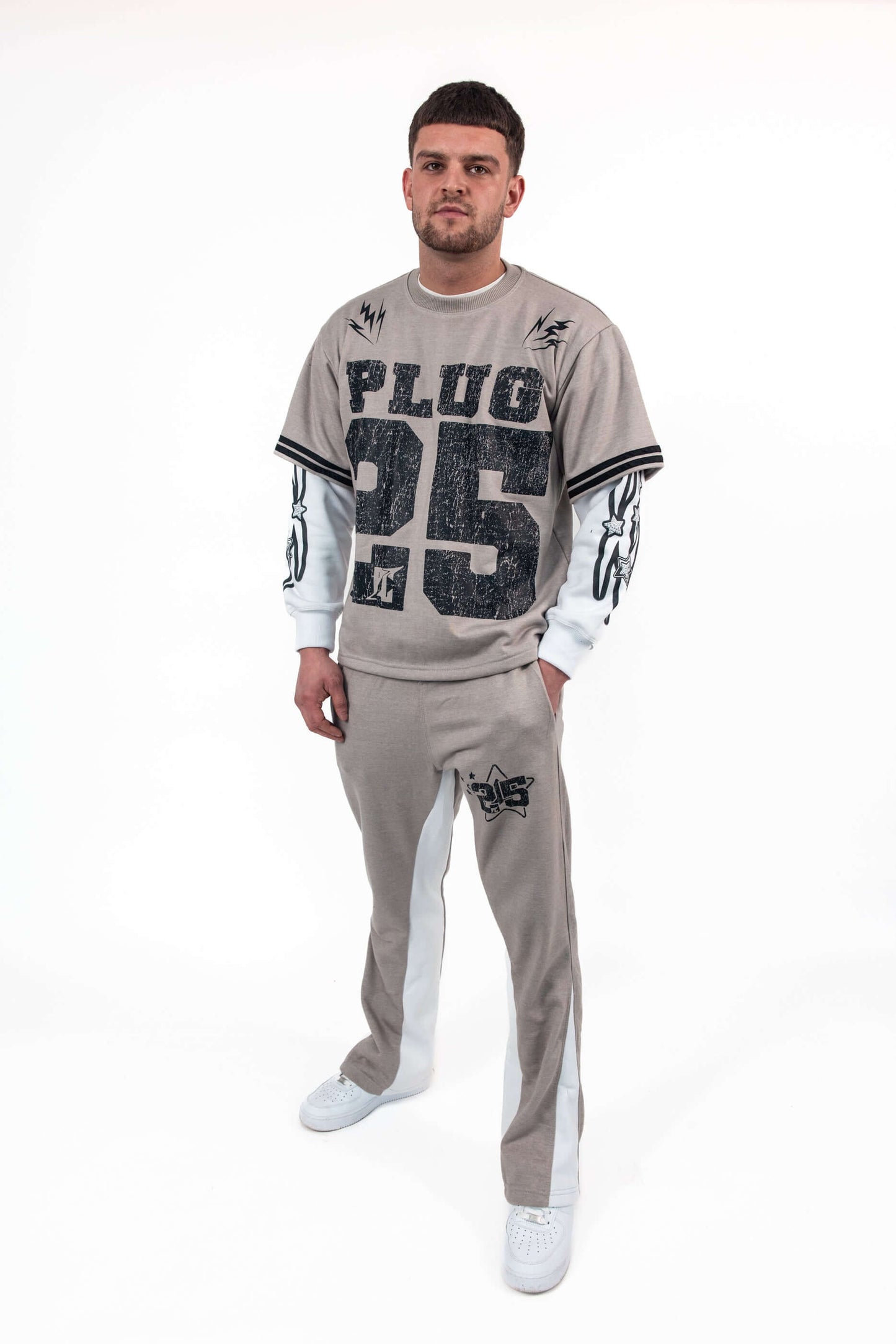 REVIVAL DOUBLE LAYER T-SHIRT - PEBBLE GREY