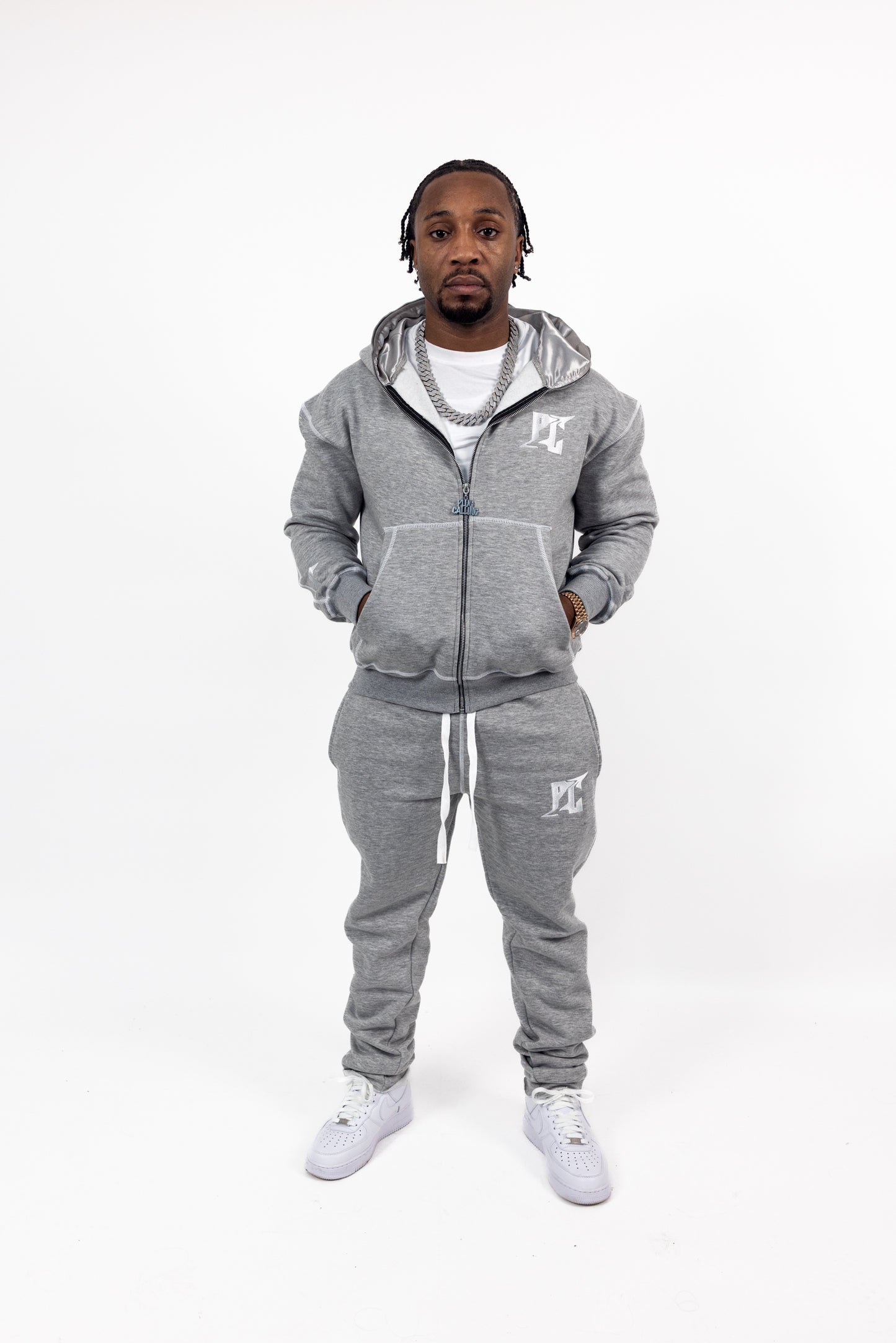UNISEX RETRO ZIP HOODIE - GREY
