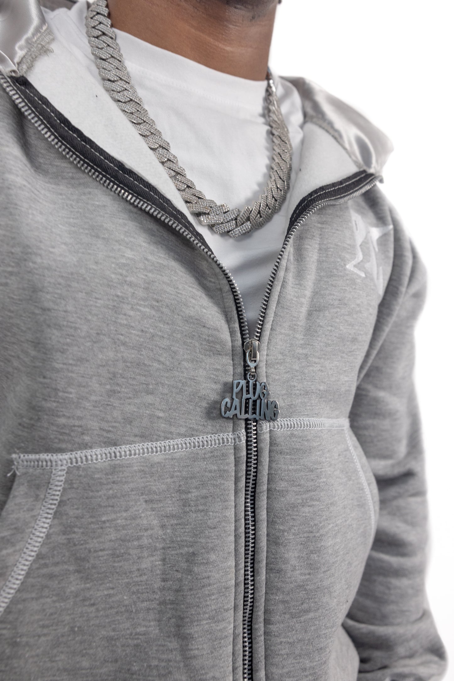 UNISEX RETRO ZIP HOODIE - GREY