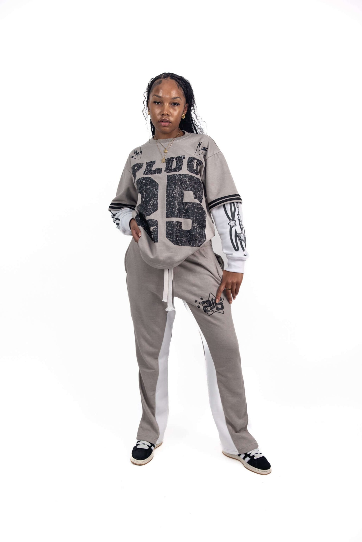 REVIVAL DOUBLE LAYER T-SHIRT - PEBBLE GREY