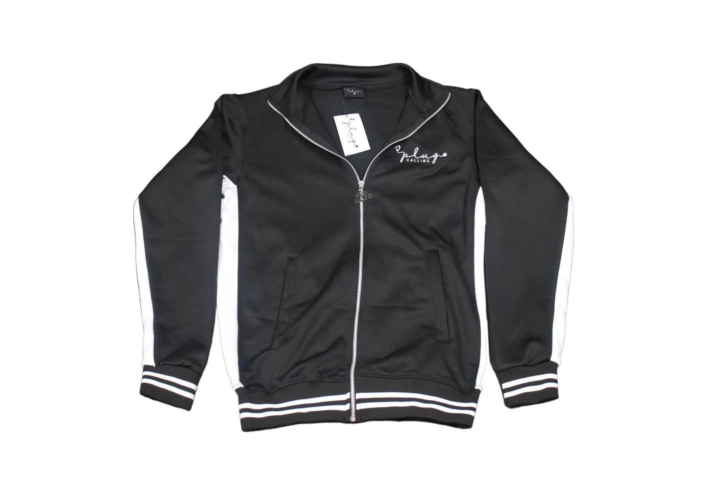 BLACK SIGNATURE TRACKSUIT JACKET - Plug Calling-Tracksuit jacket