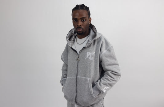 UNISEX RETRO ZIP HOODIE - GREY