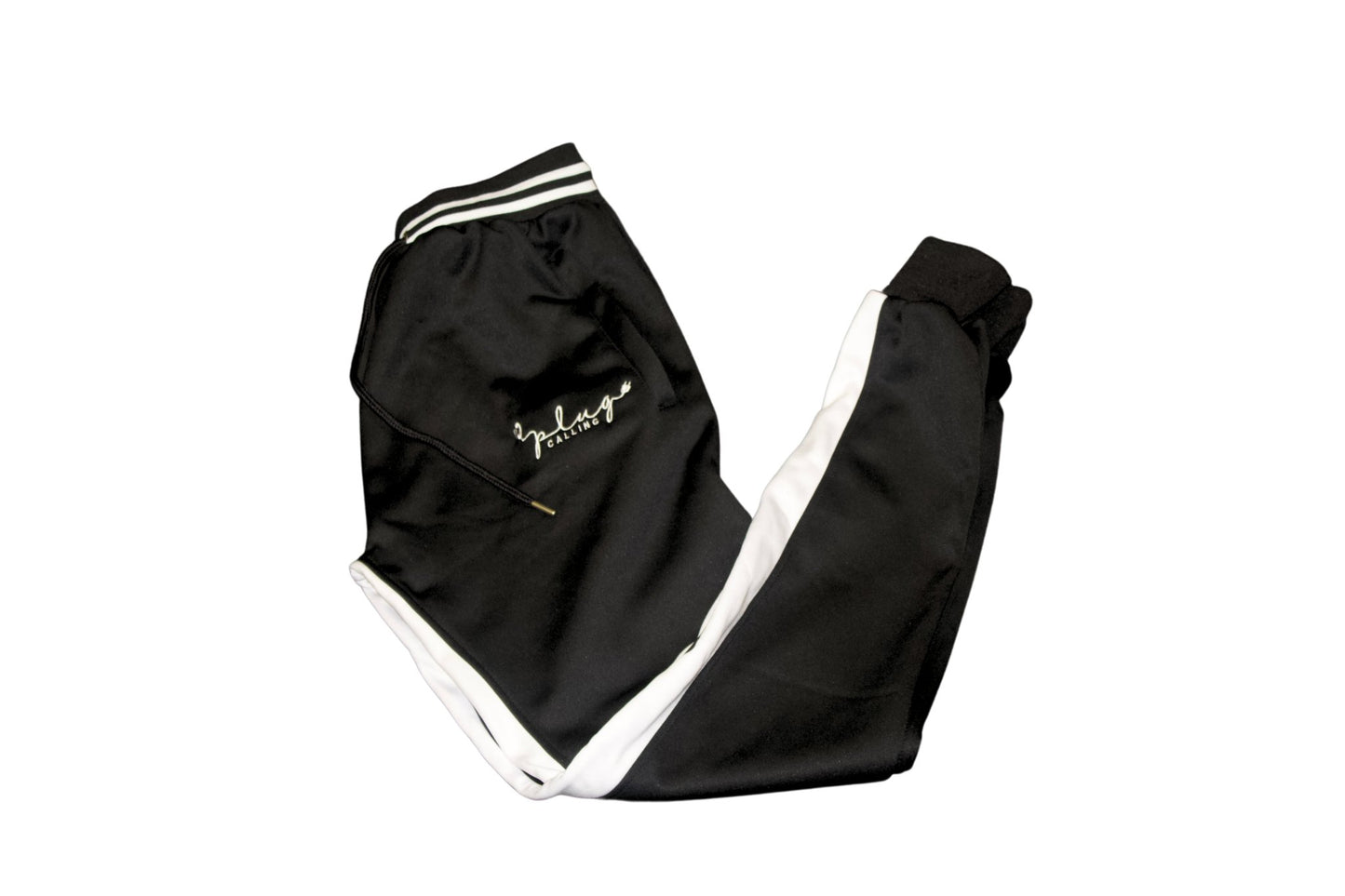 BLACK SIGNATURE TRACKSUIT BOTTOMS - Plug Calling-TRACKSUIT BOTTOMS