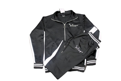 BLACK SIGNATURE TRACKSUIT BOTTOMS - Plug Calling-TRACKSUIT BOTTOMS